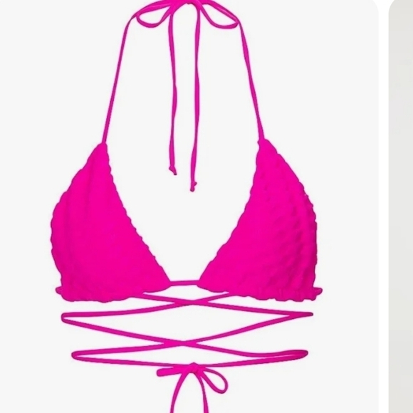 NWT Good American Women Hawiian Pink Jacquard Triangle Strappy Bra sz 2/M - Picture 2 of 7